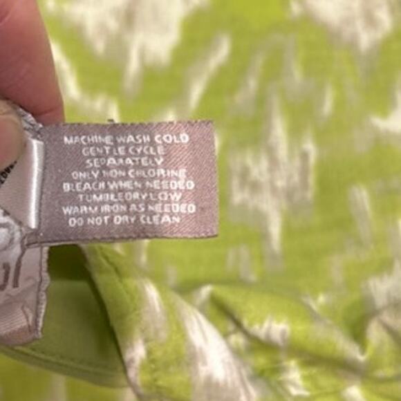 CHICO'S Green White Open Cardigan Shacket Pockets Ikat Women's Size 3 LARGE - Picture 8 of 12